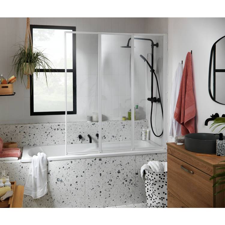 Argos Home folding shower screen white 1400x1230mm, UK version