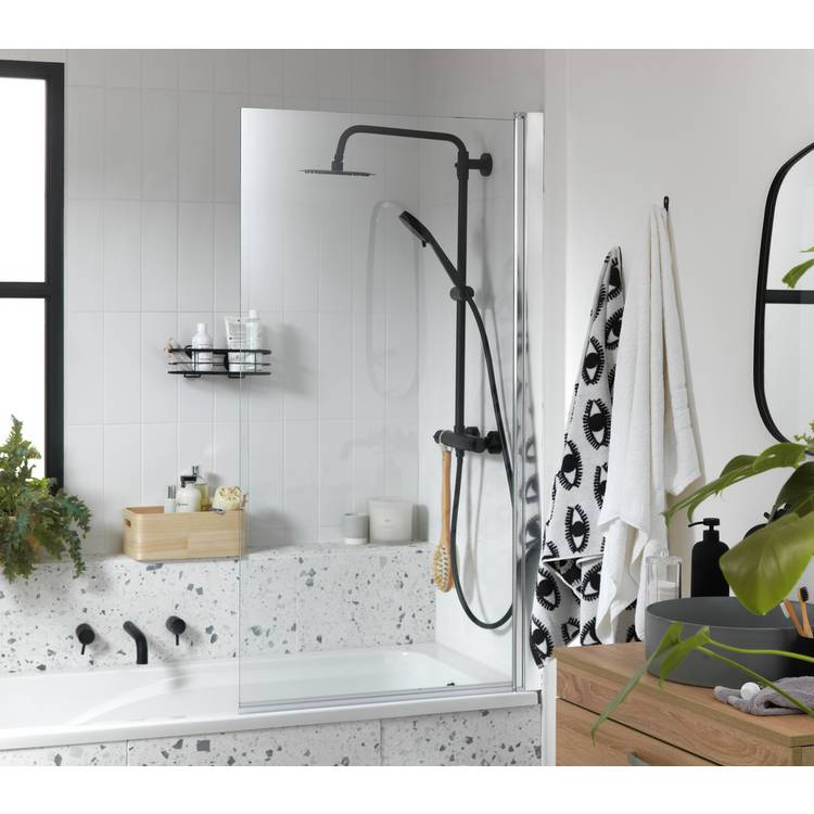 Argos Home half shower screen silver 1400x780mm (British brand)