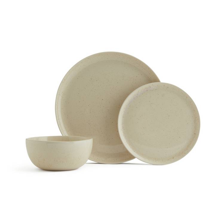Habitat Evora stoneware dinner set 12 piece natural - British product