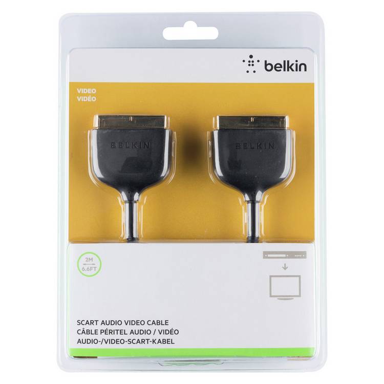 Belkin 2m scart video cable black - British product