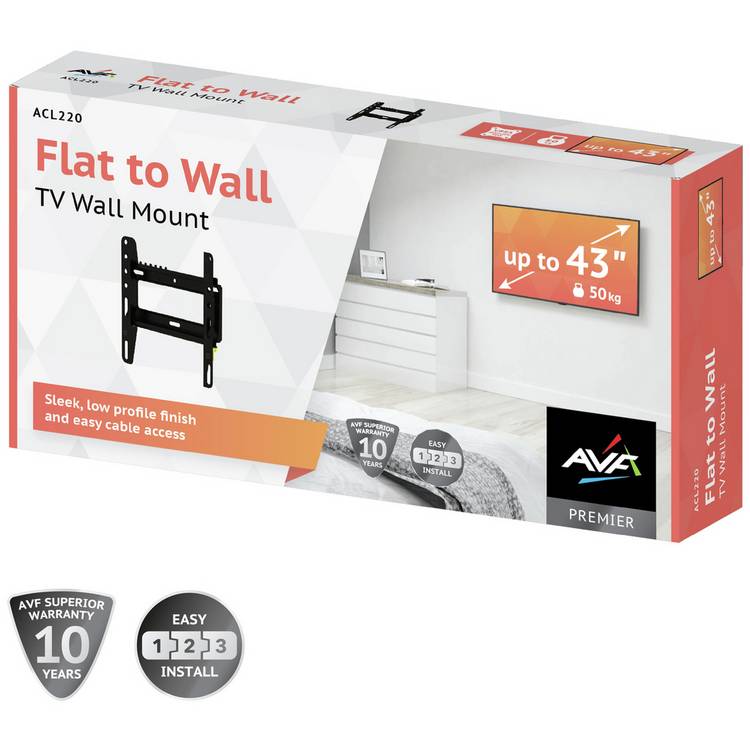 AVF flat to wall TV bracket for 43 inch TVs (British brand)