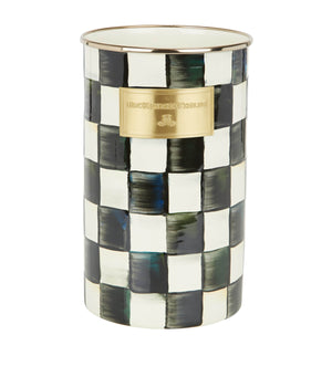 Courtly Check Enamel Utensil Holder for Indoor and Outdoor Use
