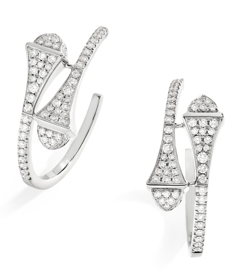 Marli New York small white gold diamond Cleo hoop earrings, UK version