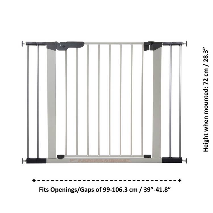 BabyDan Premier Wide Safety Gate silver 73.5-106.3cm, imported from the UK