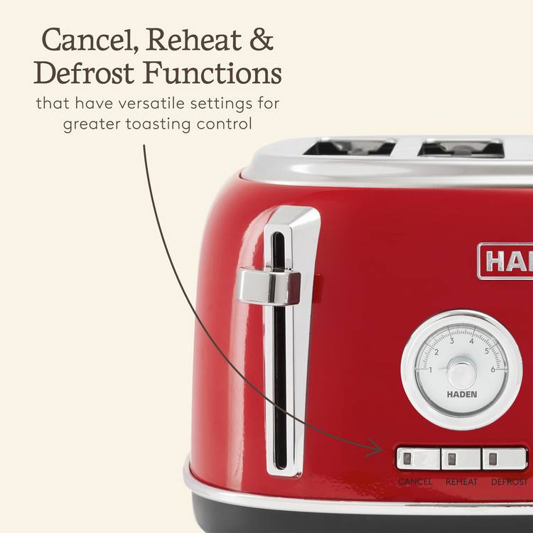 Haden red 4 slice toaster, imported from the UK