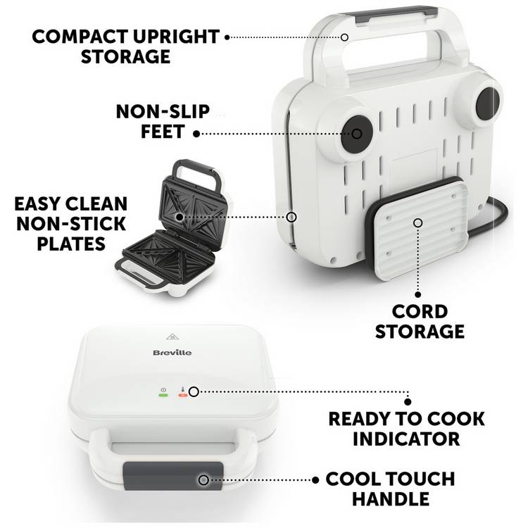 Breville white deep fill 2 portion sandwich toaster (British brand)