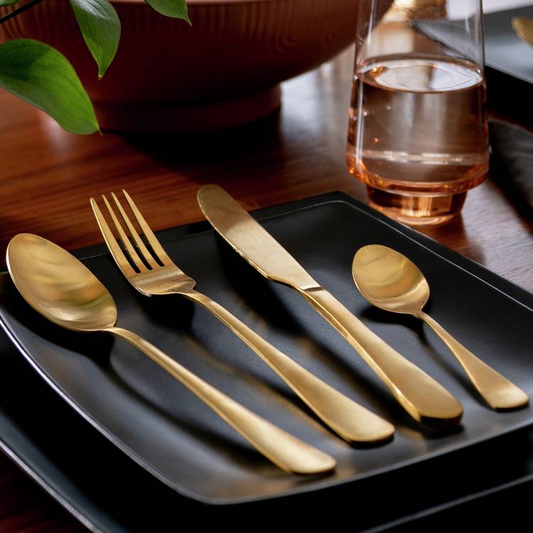 Habitat gold stainless steel cutlery set 16 piece imported from the UK