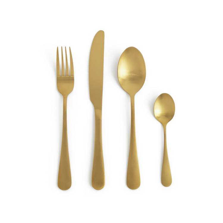 Habitat gold stainless steel cutlery set 16 piece imported from the UK
