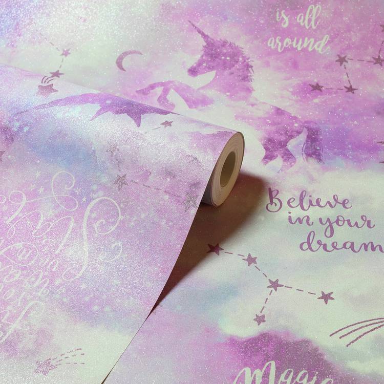 Arthouse Galaxy Unicorn wallpaper Blush Pink (British brand)