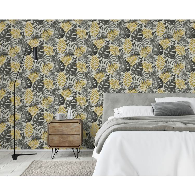 Arthouse wallpaper black and gold palm design 53cm x 10.05m, imported from the UK