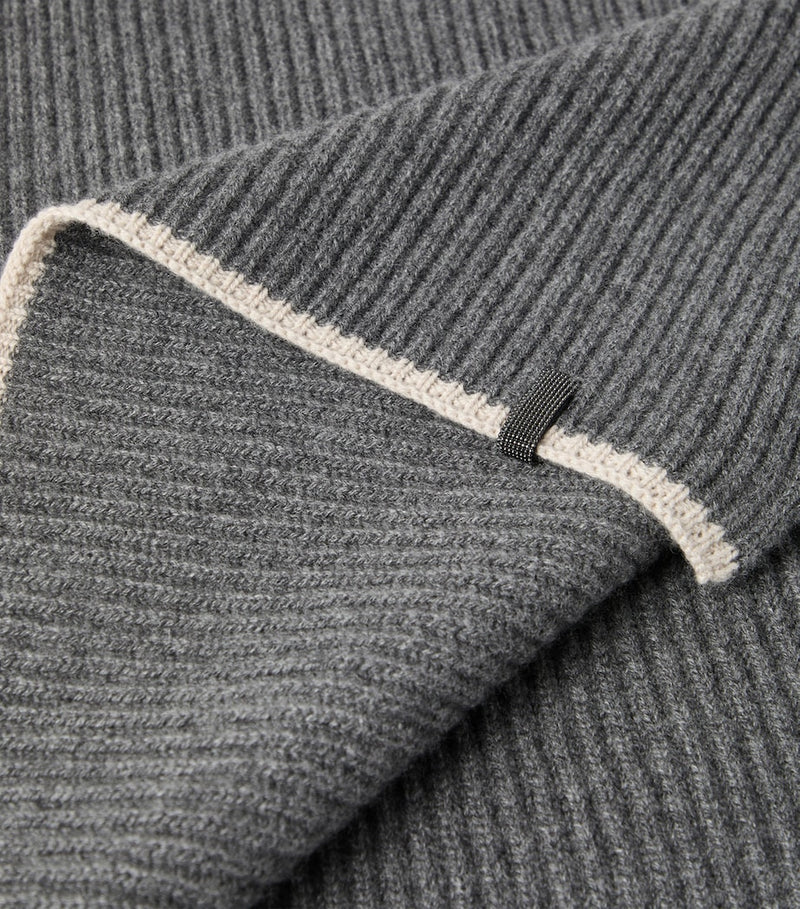 Brunello Cucinelli cashmere English rib scarf 70x235cm, UK version