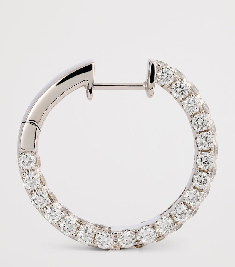 SHAY white gold diamond three-sided hoop earrings, UK version