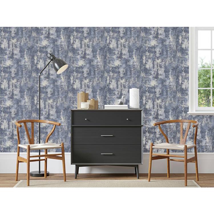 Arthouse Stone Texture Navy Blue Wallpaper 53cm x 10.05m British brand