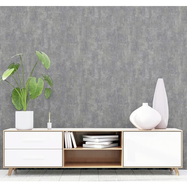 Arthouse Stone Texture Charcoal Grey Wallpaper, imported from the UK