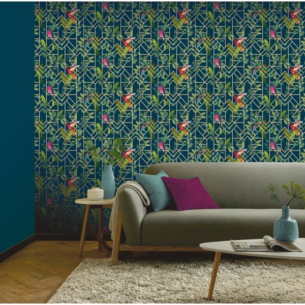 Arthouse tropical navy wallpaper 53cm x 10m, UK version