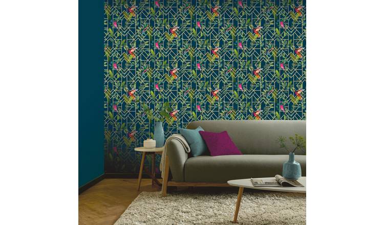 Arthouse tropical navy wallpaper 53cm x 10m, UK version