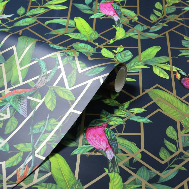 Arthouse tropical navy wallpaper 53cm x 10m, UK version