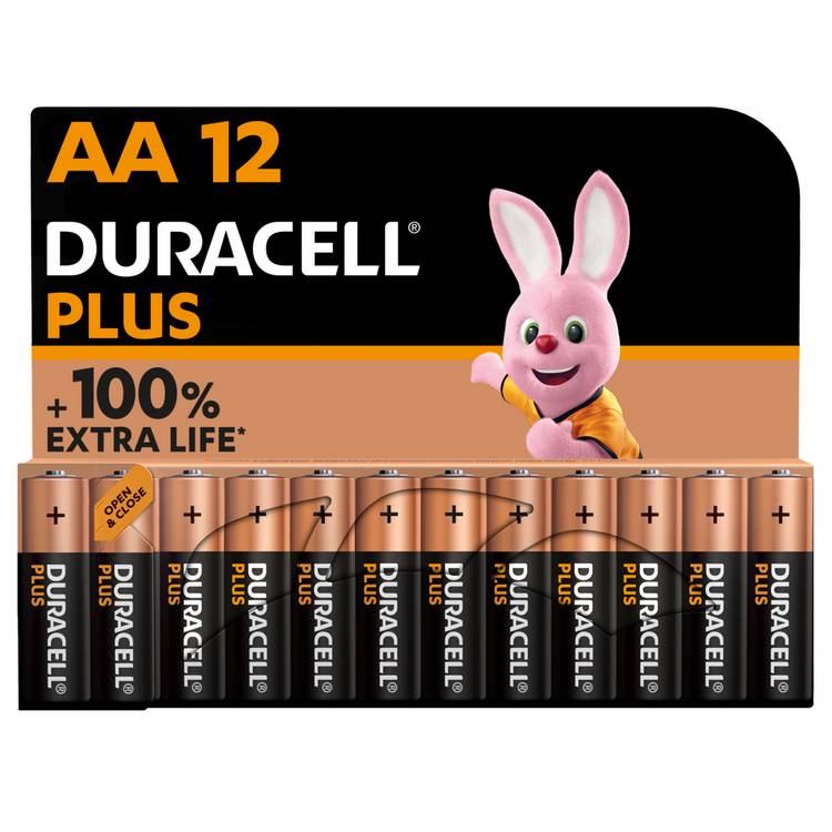 Duracell Plus AA alkaline batteries pack of 12 - British product