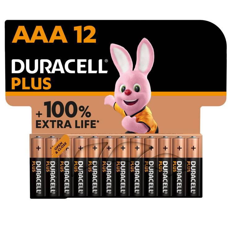 Duracell Plus alkaline AAA batteries pack of 12, UK version