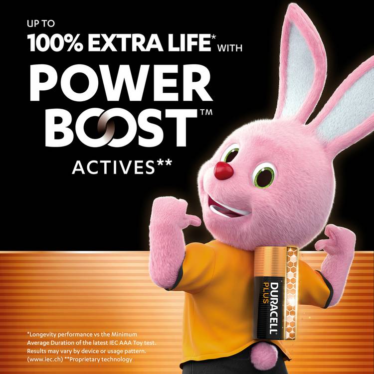 Duracell Plus alkaline AAA batteries pack of 12, UK version