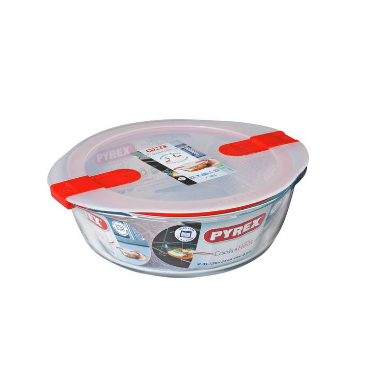 Pyrex 2.3 litre round glass dish (British brand)