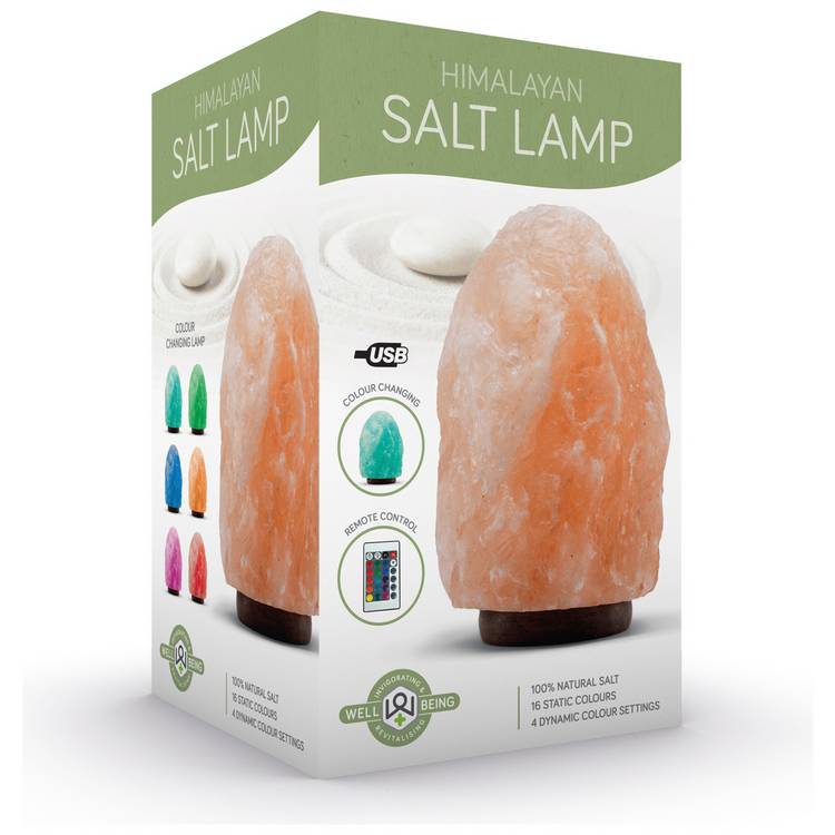Colour changing Himalayan salt lamp 15-19cm tall (British brand)