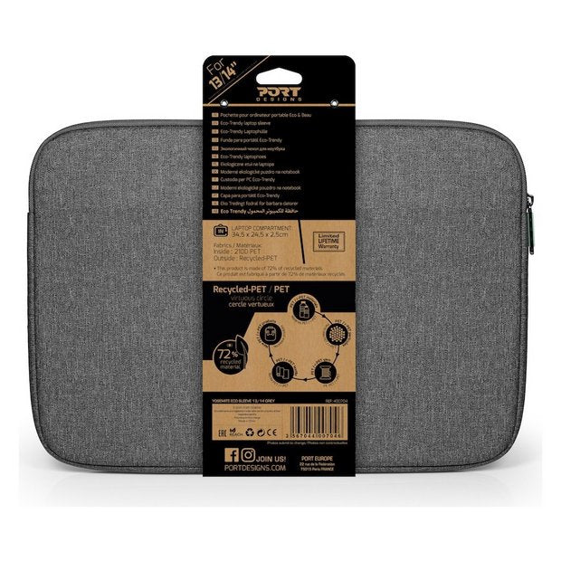 Port Design Yosemite Eco laptop sleeve 15.6 inch grey (British brand)