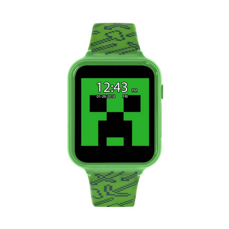 Minecraft kids green silicone strap interactive watch (British brand)