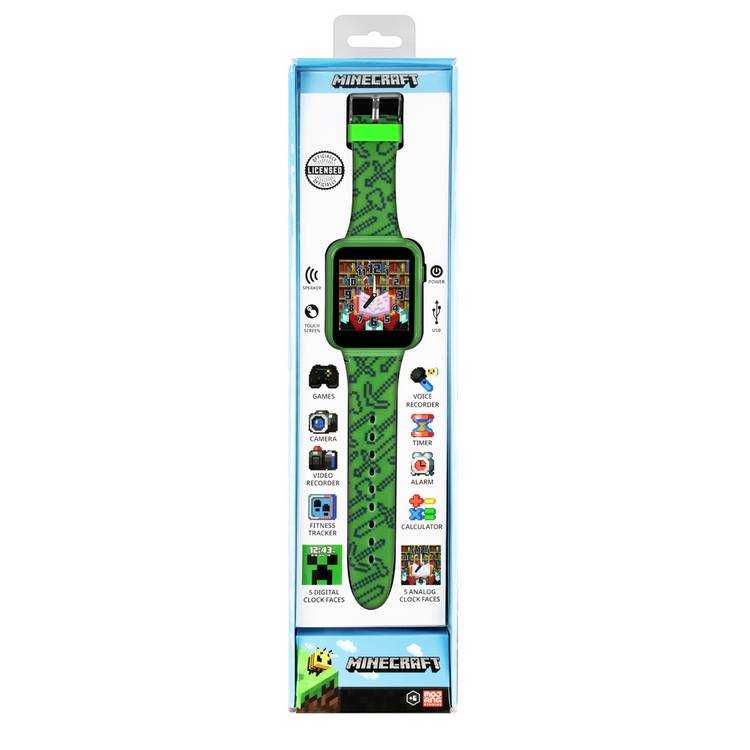 Minecraft kids green silicone strap interactive watch (British brand)