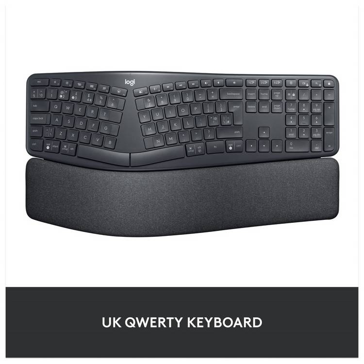 Logitech ERGO K860 wireless ergonomic keyboard Grey, imported from the UK