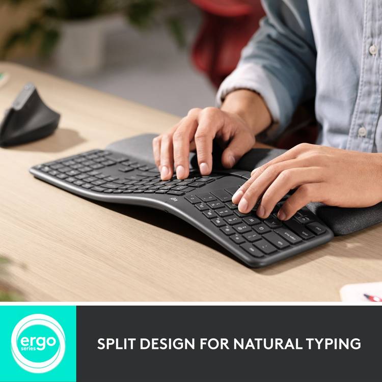 Logitech ERGO K860 wireless ergonomic keyboard Grey, imported from the UK