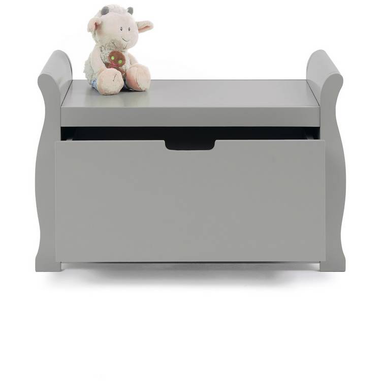 Obaby Stamford Sleigh Toy Box warm grey kids storage (British brand)