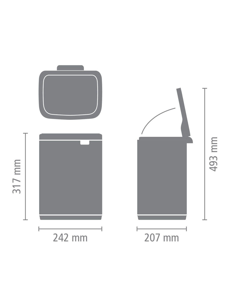 Brabantia Black Bo waste bin 7L - British product