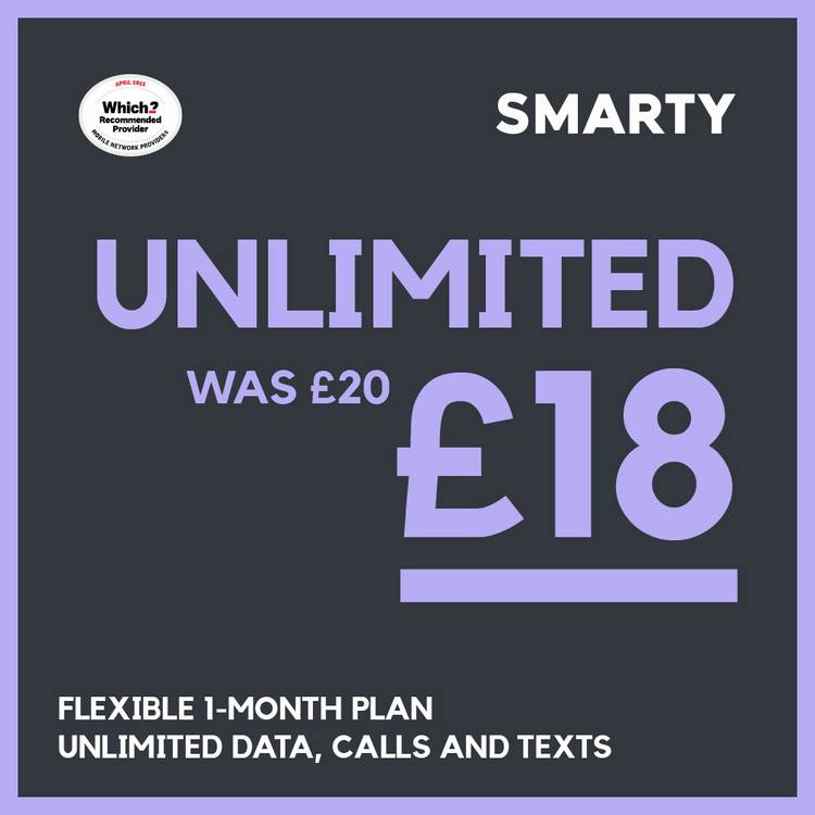 SMARTY unlimited pay as you go SIM card 30 day - British product