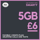 Smarty 5GB pay as you go SIM card (British brand)