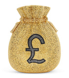 Judith Leiber crystal clutch with British pound motif - British product