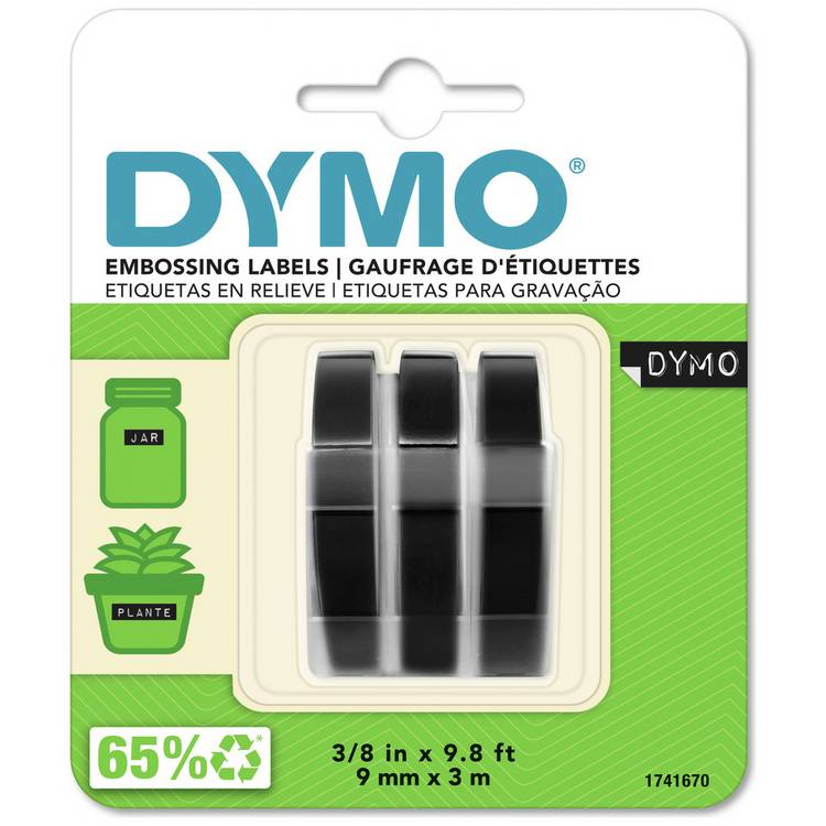 Dymo embossing labels black set of 3, UK version