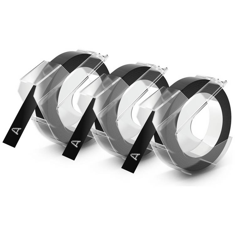 Dymo embossing labels black set of 3, UK version