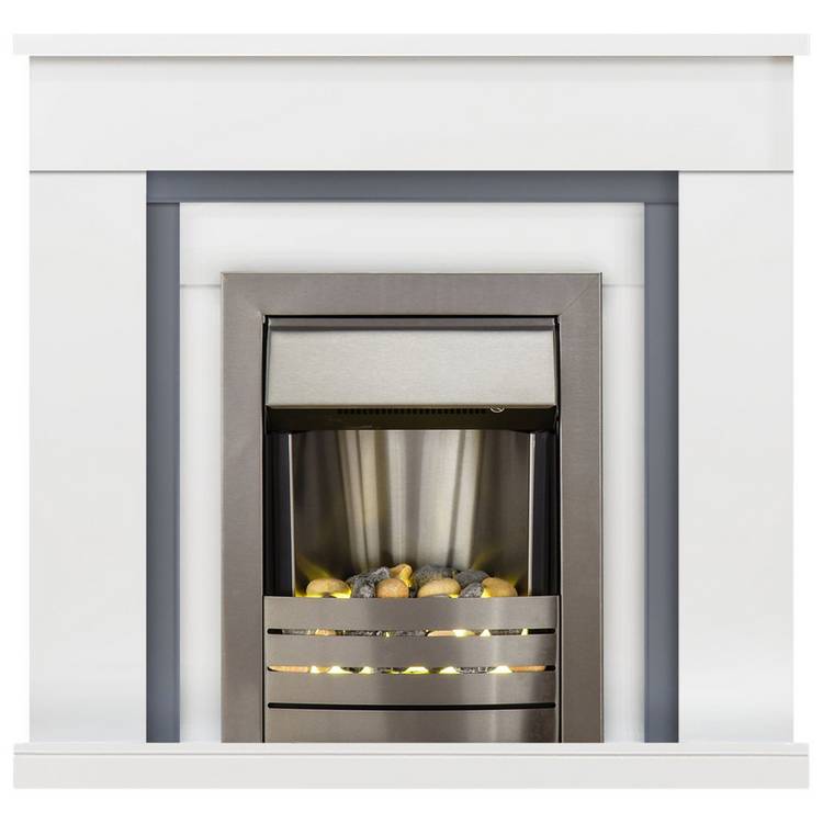 Adam Milan electric fire suite white grey - British product