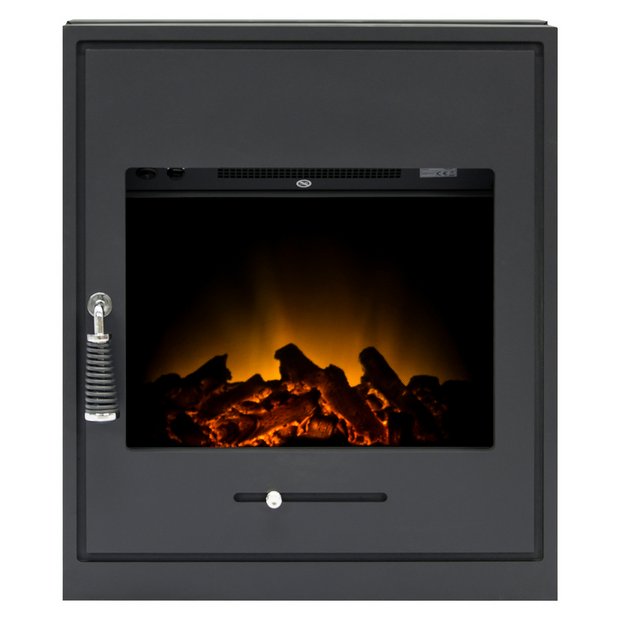 Adam Oslo black electric inset stove 2kW, UK version