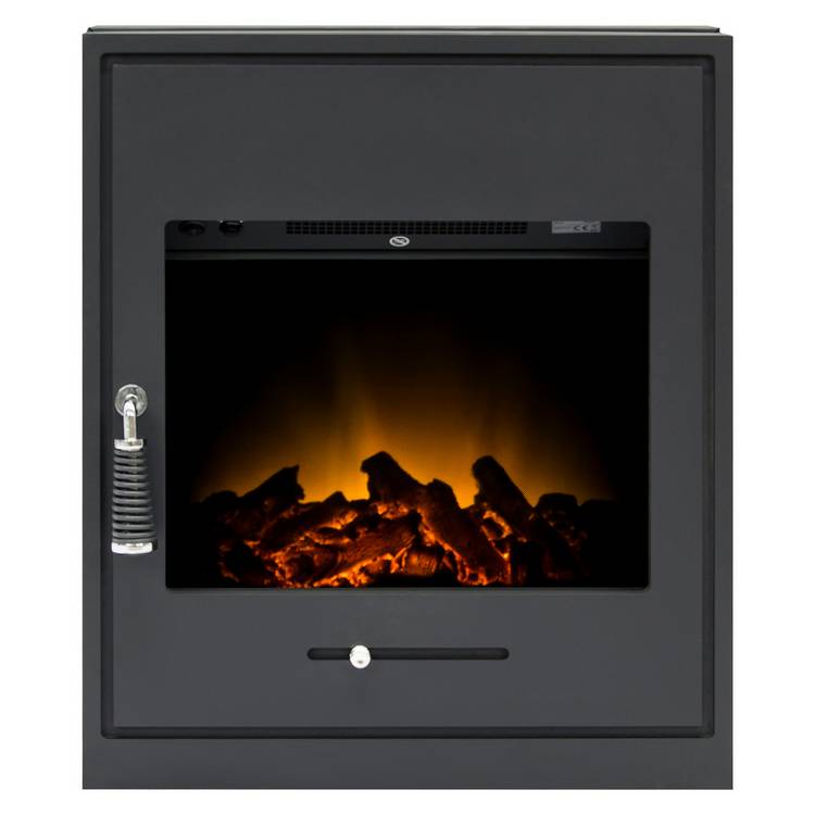 Adam Oslo black electric inset stove 2kW, UK version