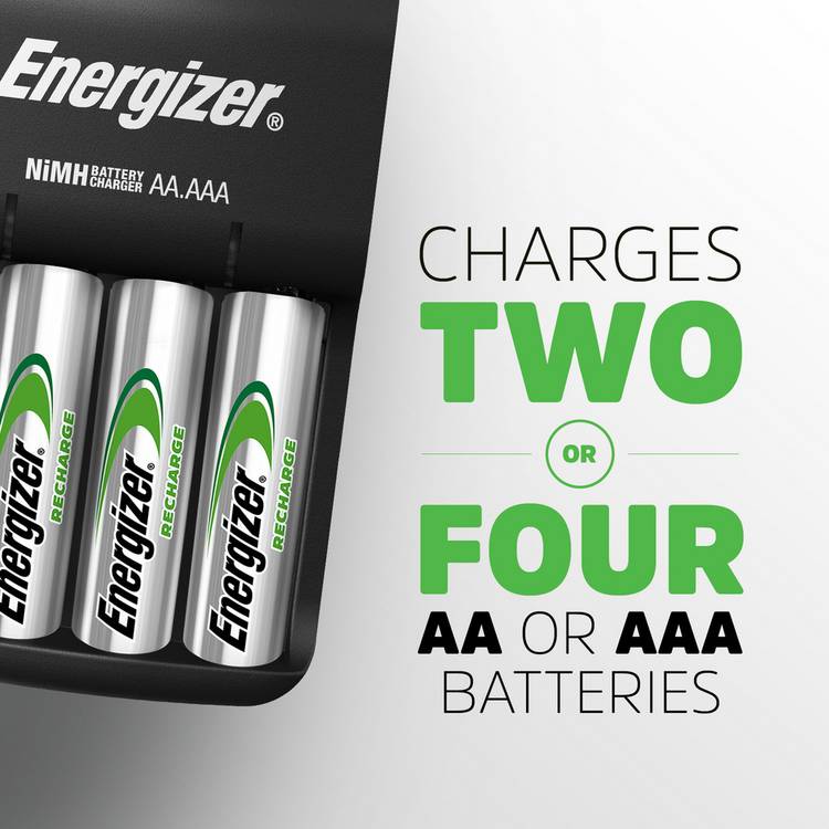 Energizer rechargeable battery charger with 4 AA batteries, imported from the UK
