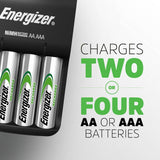 Energizer rechargeable battery charger with 4 AA batteries, imported from the UK