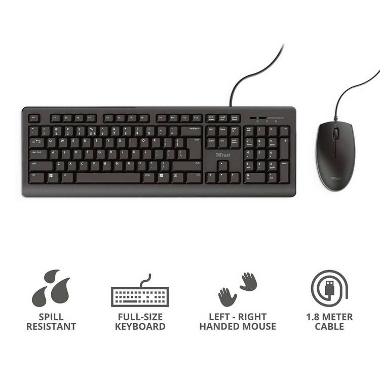 Trust Primo wired keyboard and mouse set (British brand)
