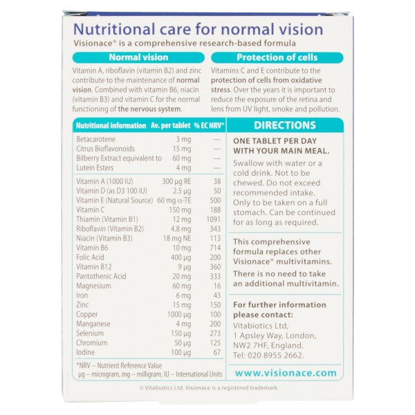 Vitabiotics Visionace - 30 Tablets GOODS Superdrug
