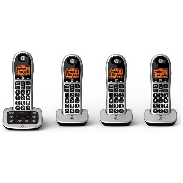 BT 4600 quad cordless phone with answer machine - British product