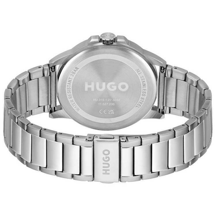 HUGO men's blue dial watch with stainless steel bracelet, imported from the UK