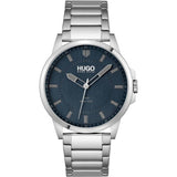 HUGO men's blue dial watch with stainless steel bracelet, imported from the UK