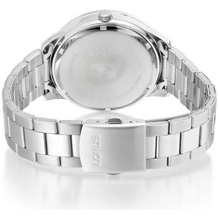 Lorus men's solar watch blue dial stainless steel bracelet - British product