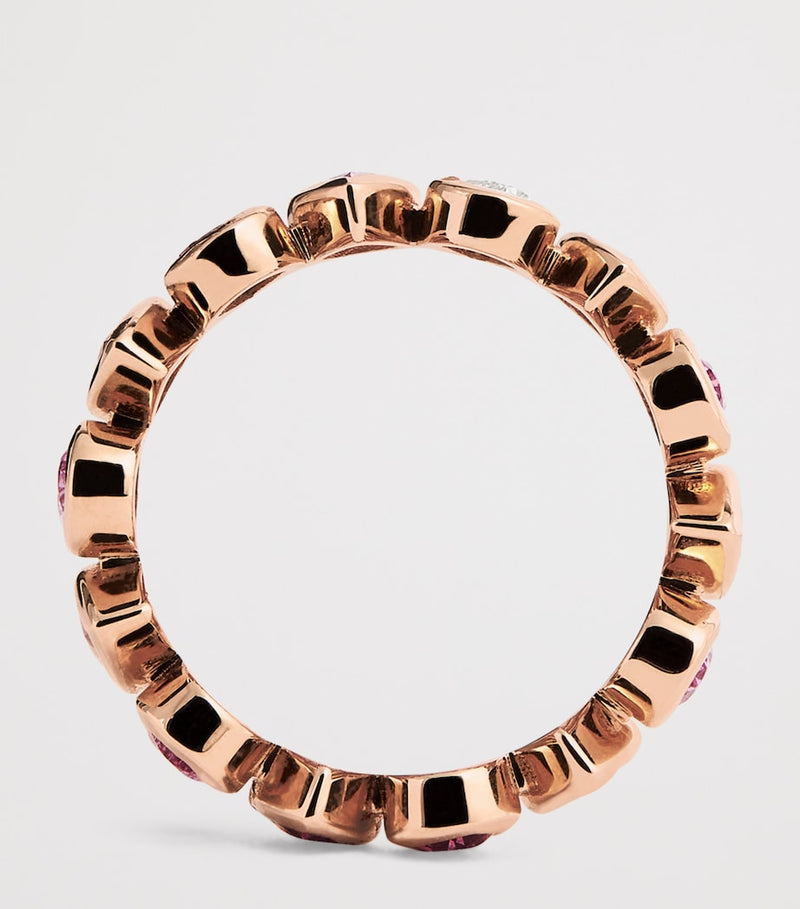 SHAY rose gold eternity ring with sapphires, imported from the UK